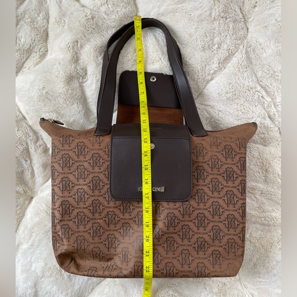 Roberto Cavalli Brown Large Nylon Luxury Designer Shopper Tote - Picture 10 of 14